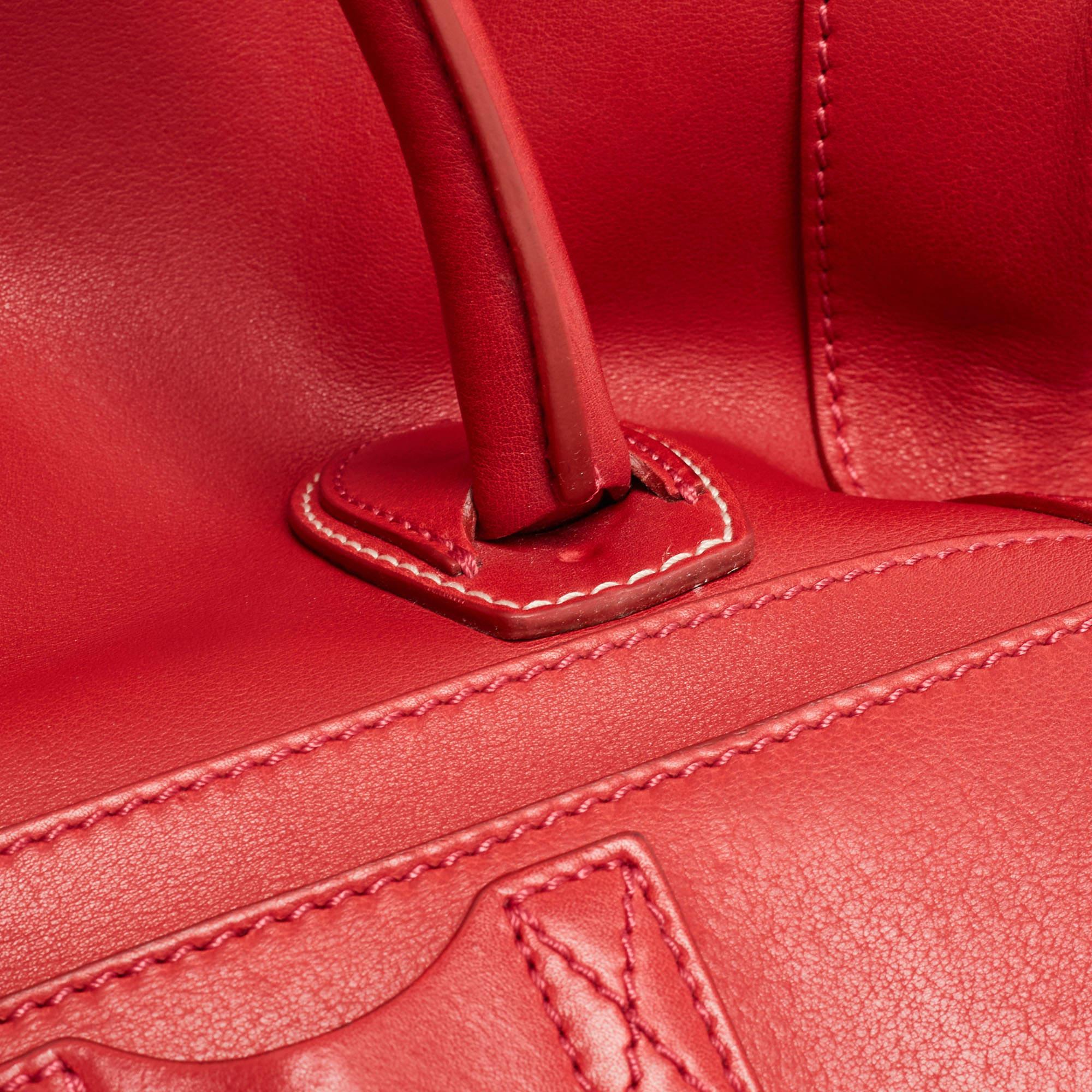 Celine Red Leather Mini Envelope Luggage Tote 7