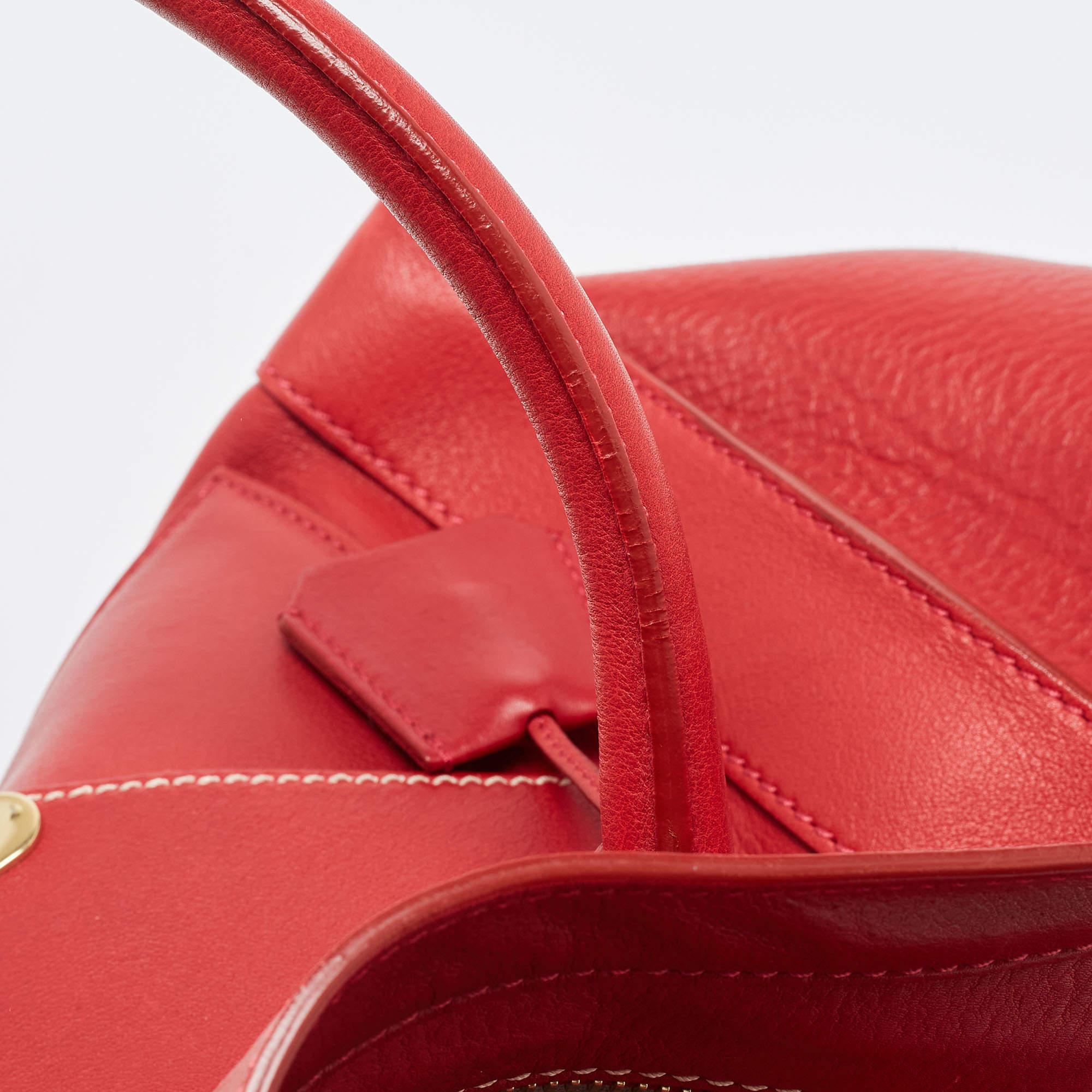 Celine Red Leather Mini Envelope Luggage Tote 8