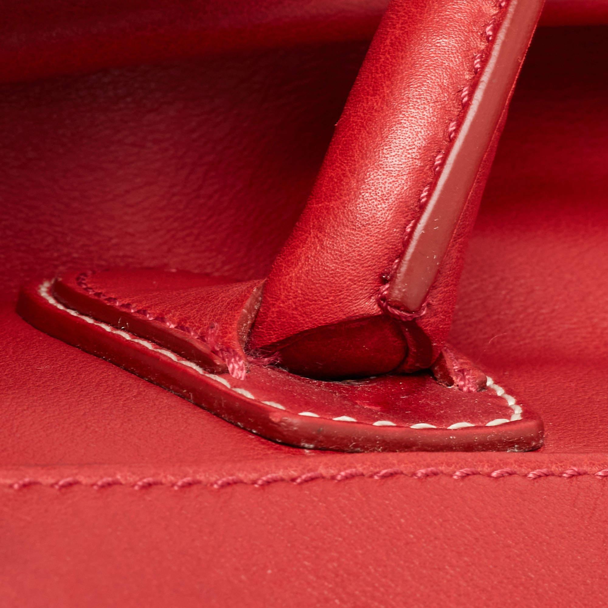 Celine Red Leather Mini Envelope Luggage Tote 11