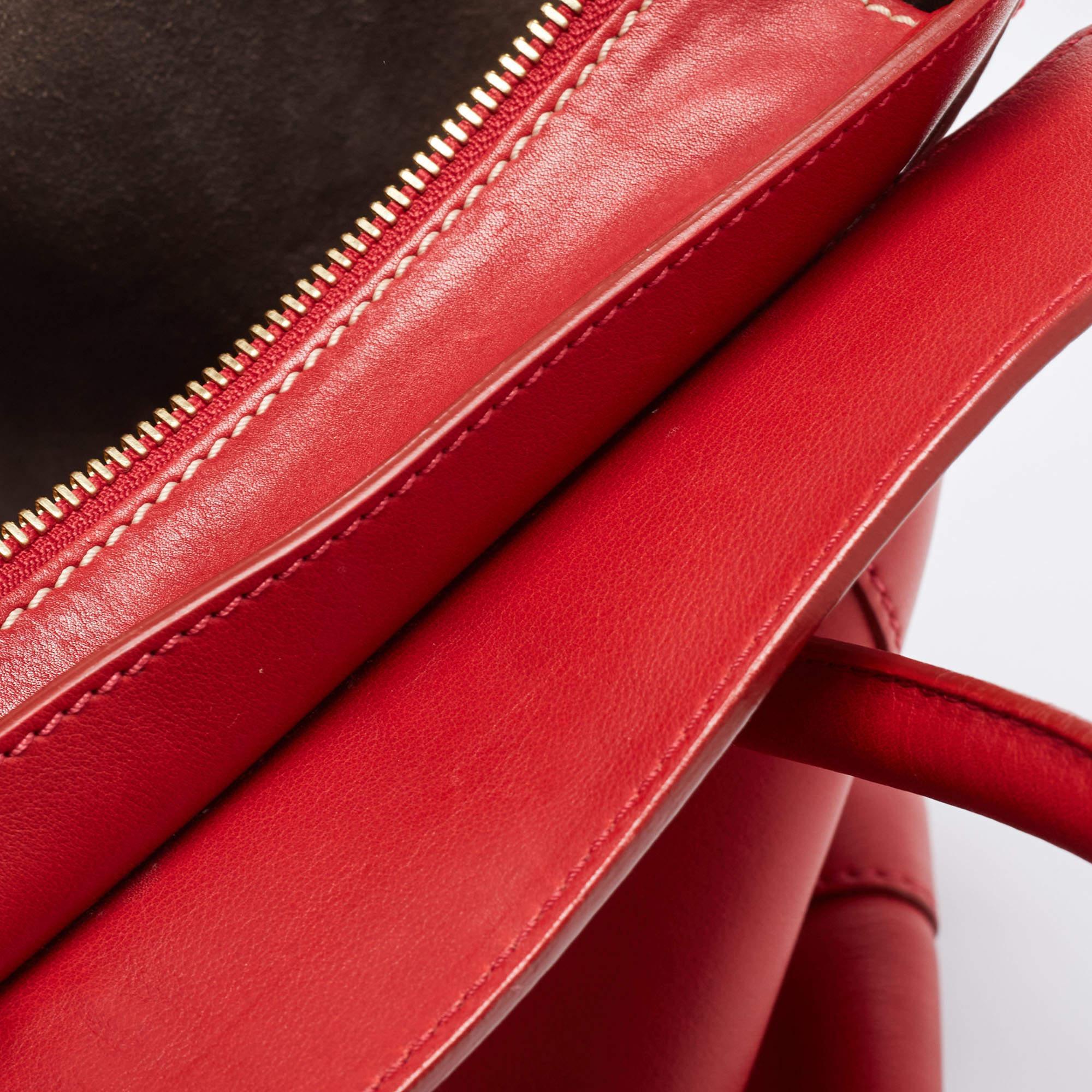 Celine Red Leather Mini Envelope Luggage Tote 12