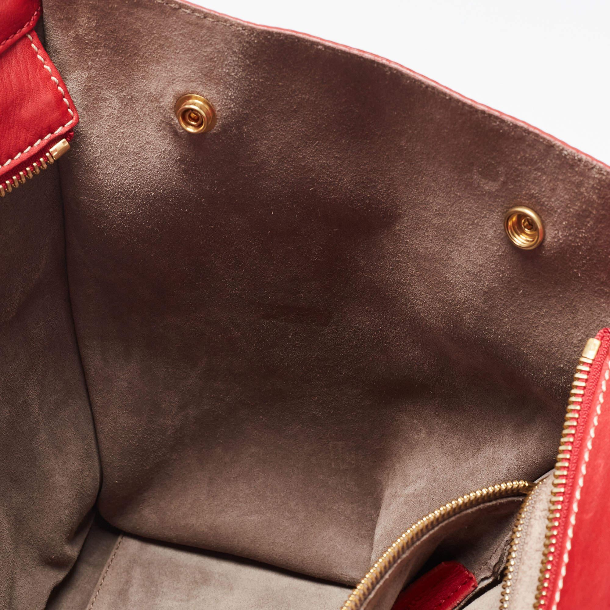 Celine Red Leather Mini Envelope Luggage Tote 13