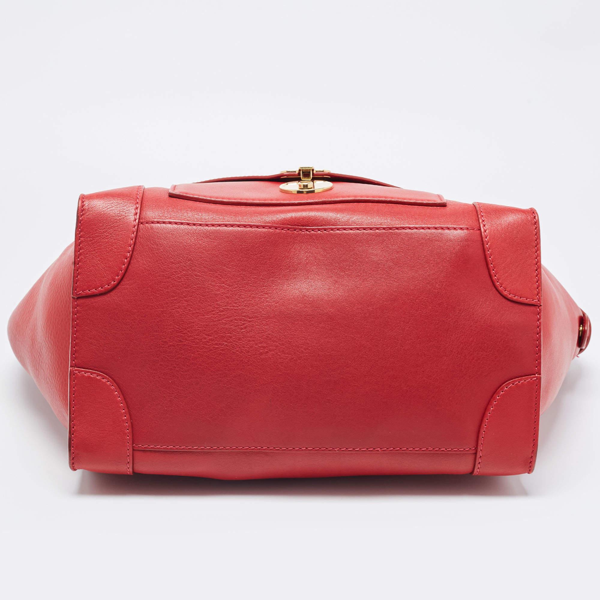 Celine Red Leather Mini Envelope Luggage Tote 1