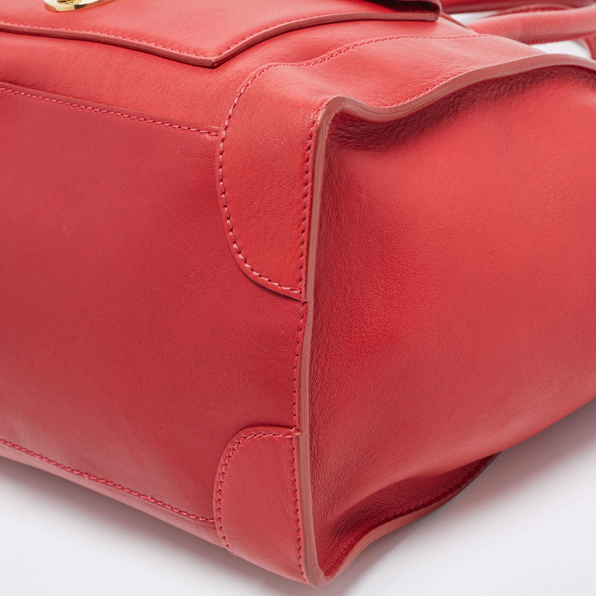 Celine Red Leather Mini Envelope Luggage Tote 3