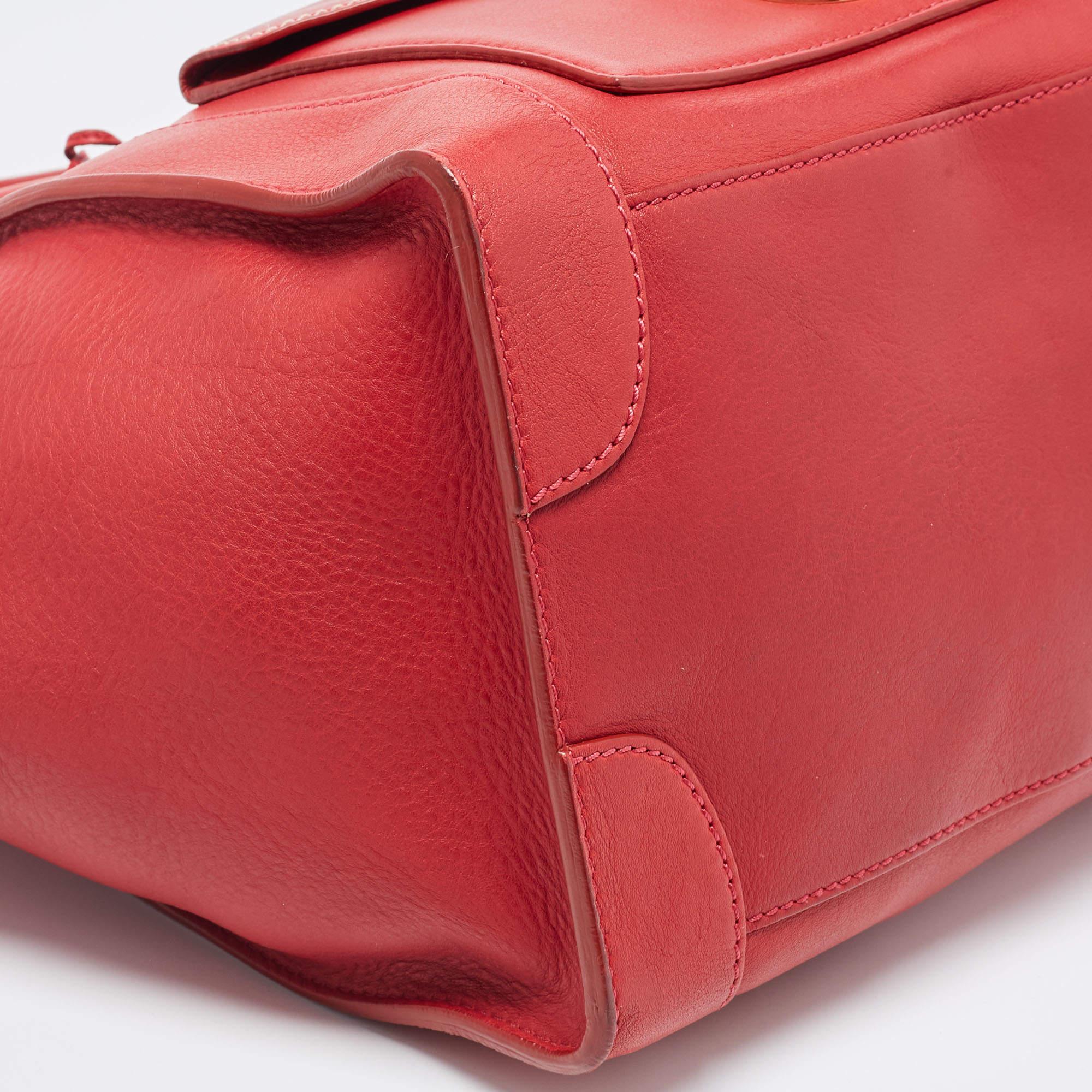 Celine Red Leather Mini Envelope Luggage Tote 4