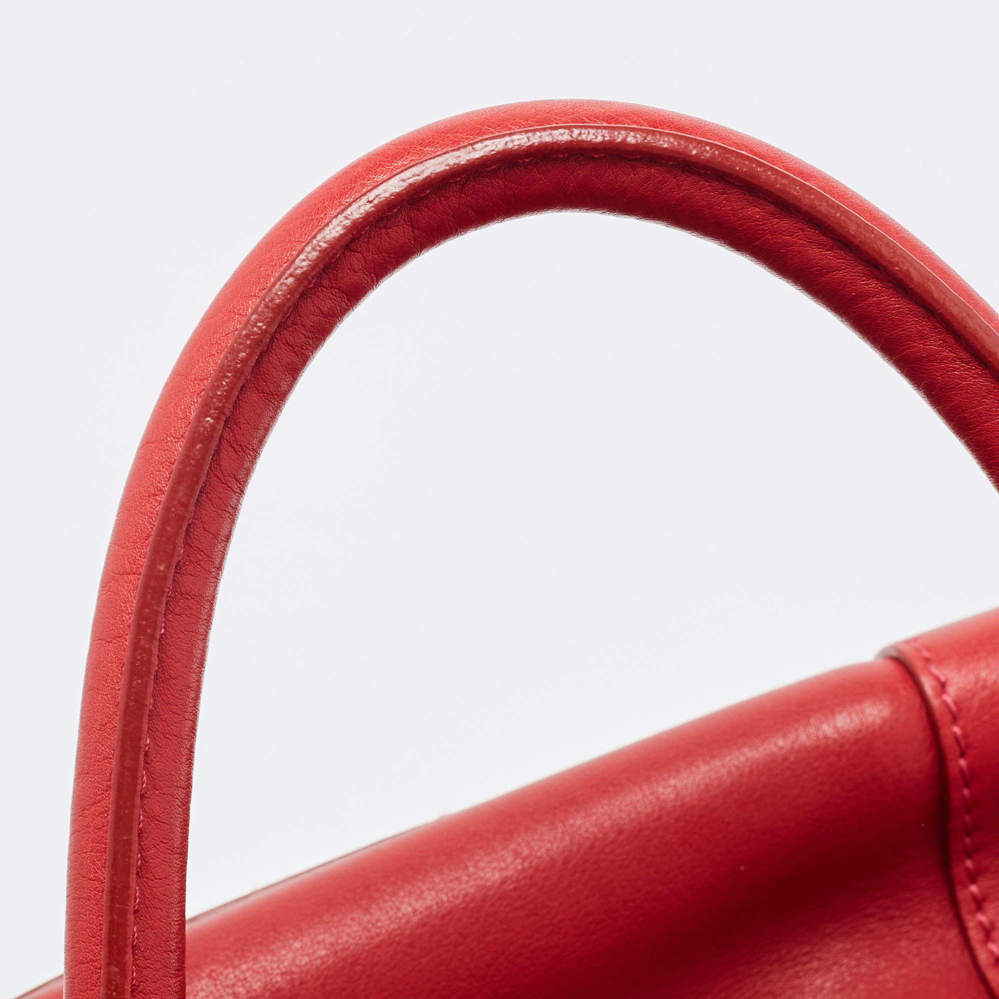 Celine Red Leather Mini Envelope Luggage Tote 5