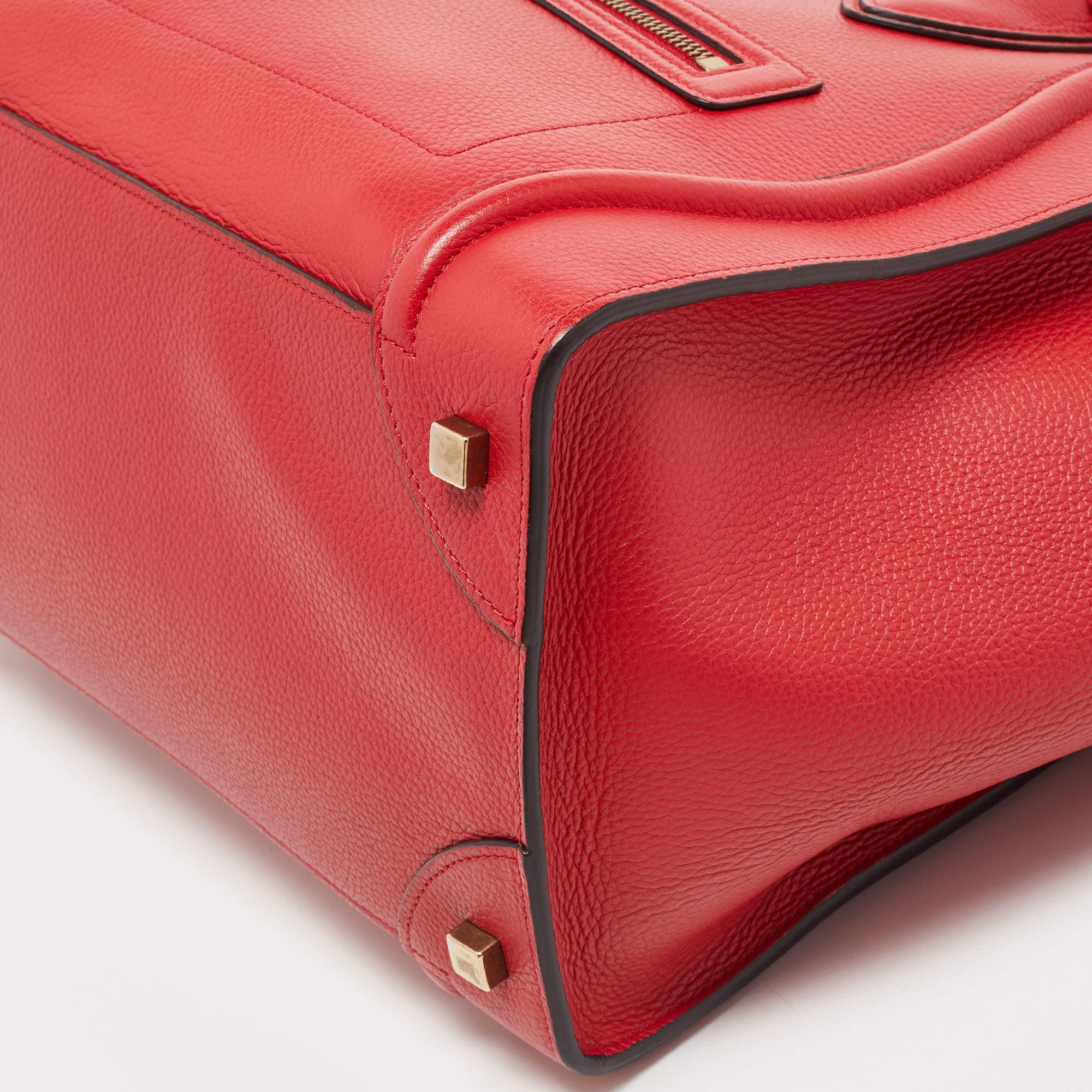 Fourre-tout mini-bagages en cuir rouge de Celine 9