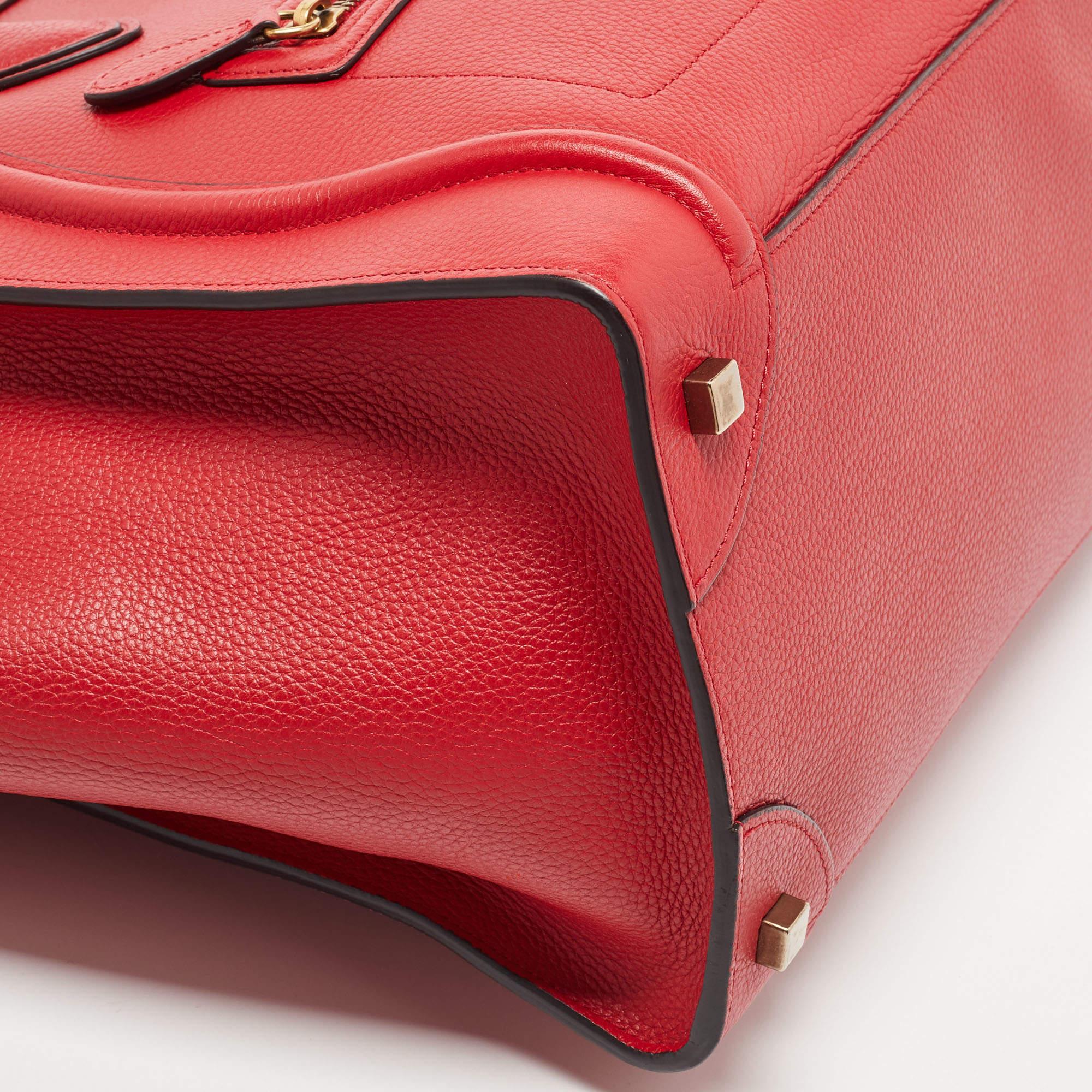 Celine Mini-Gepäcktasche aus rotem Leder 10