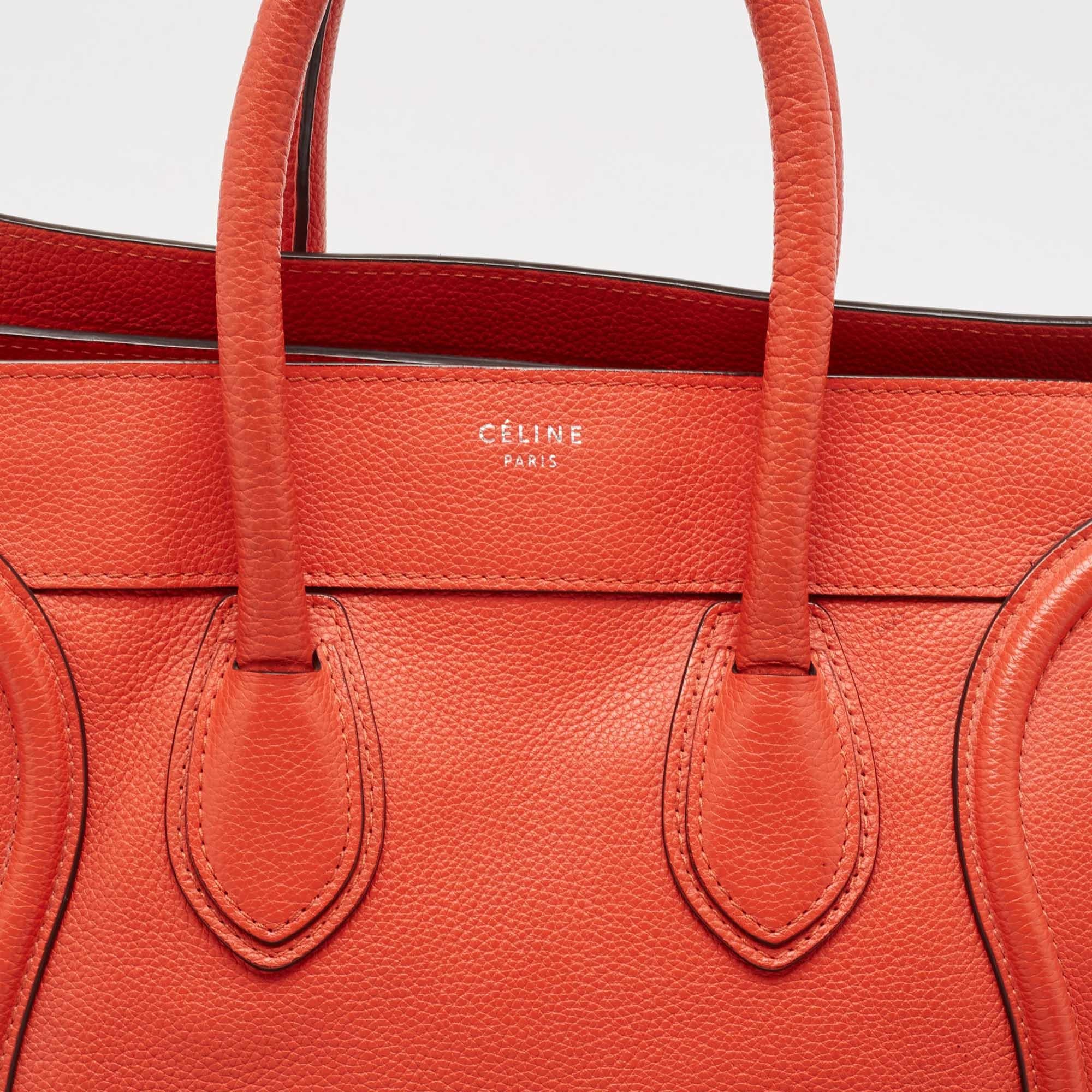 Celine Red Leather Mini Luggage Tote For Sale 1