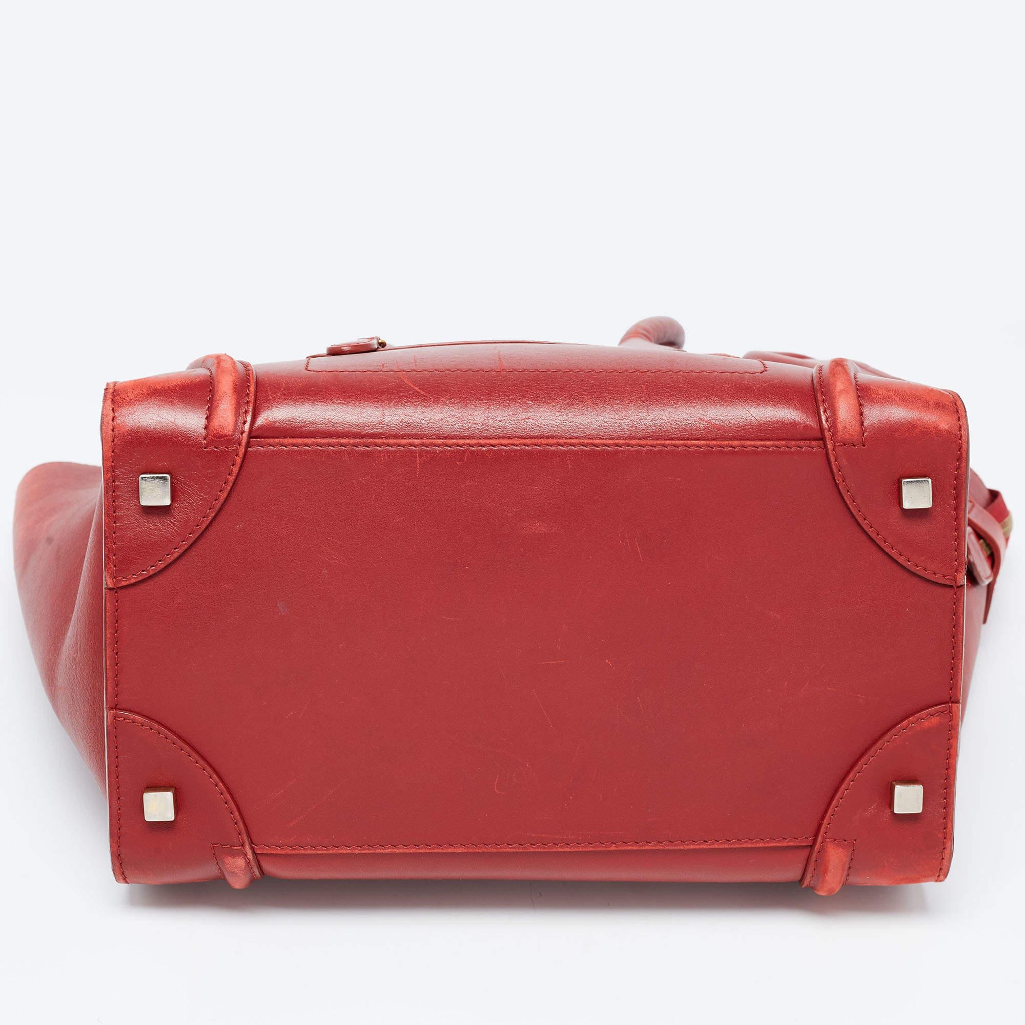 Celine Red Leather Mini Luggage Tote 1