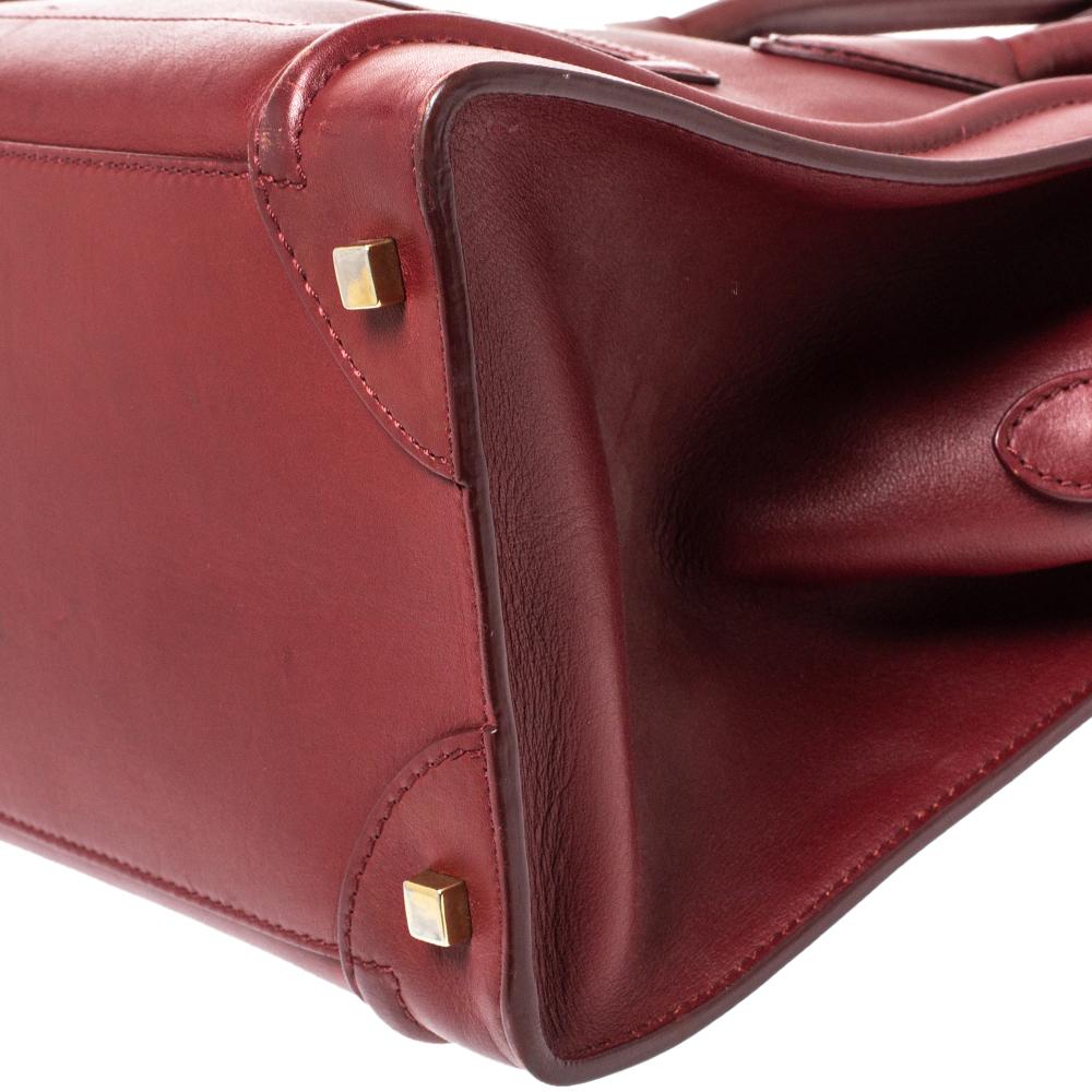 Women's Celine Red Leather Mini Luggage Tote