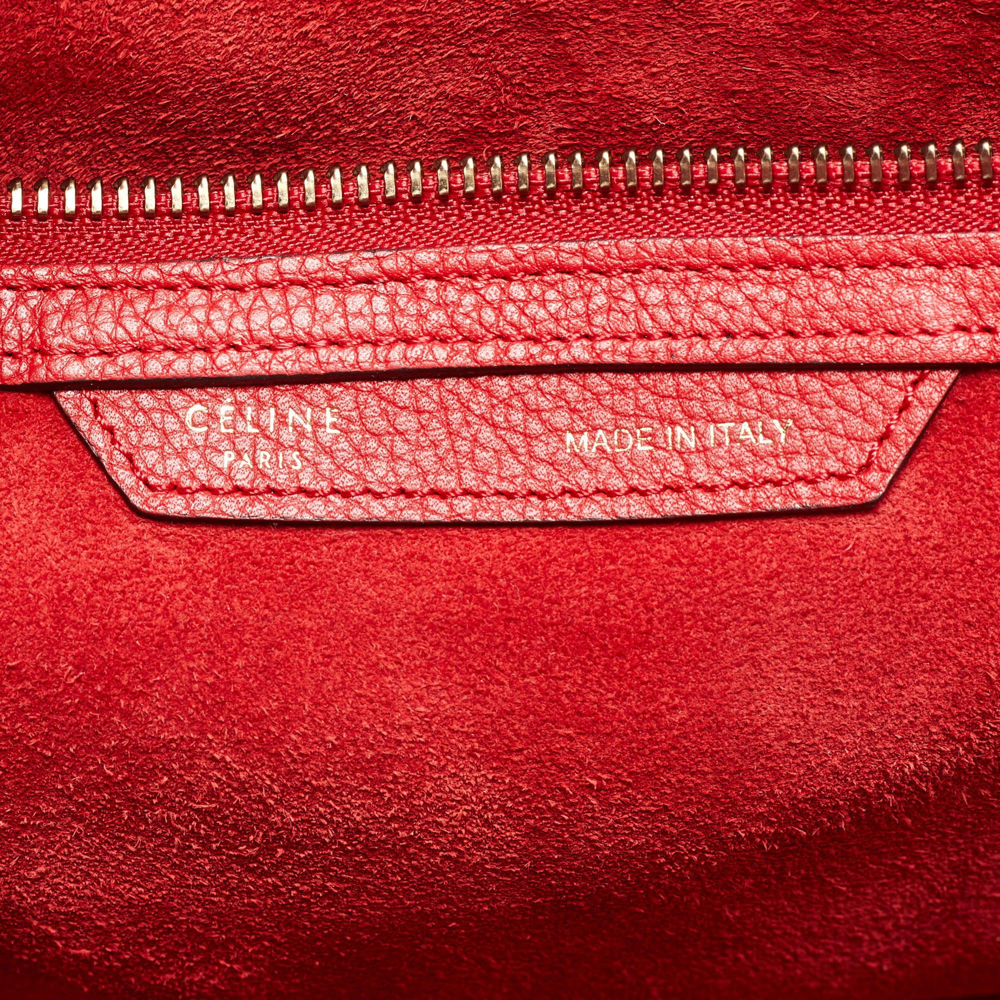 Fourre-tout mini-bagages en cuir rouge de Celine 4