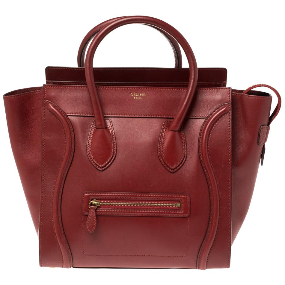 Celine Red Leather Mini Luggage Tote