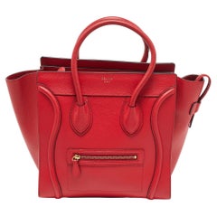 Celine Red Leather Mini Luggage Tote