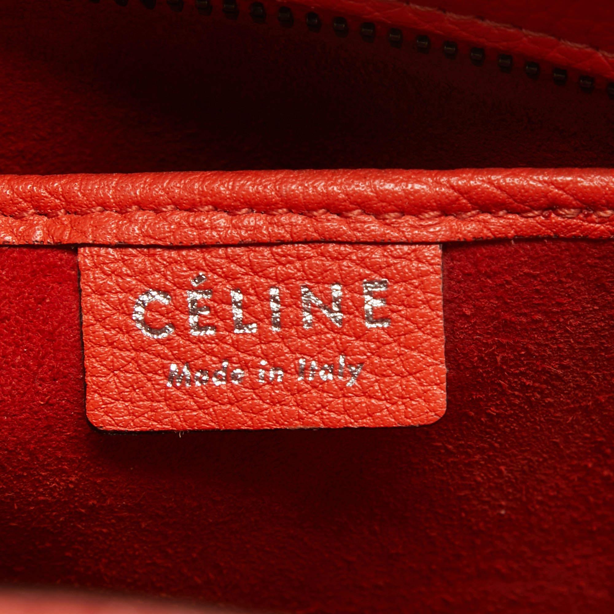 Céline Red Leather Nano Luggage Tote For Sale 8