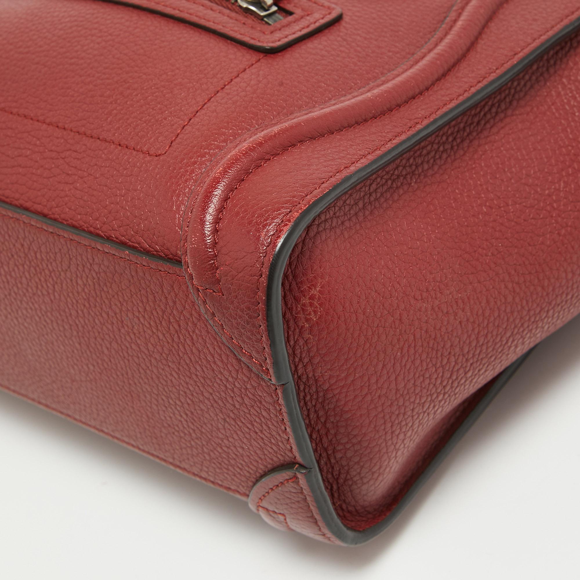 Céline Red Leather Nano Luggage Tote 11