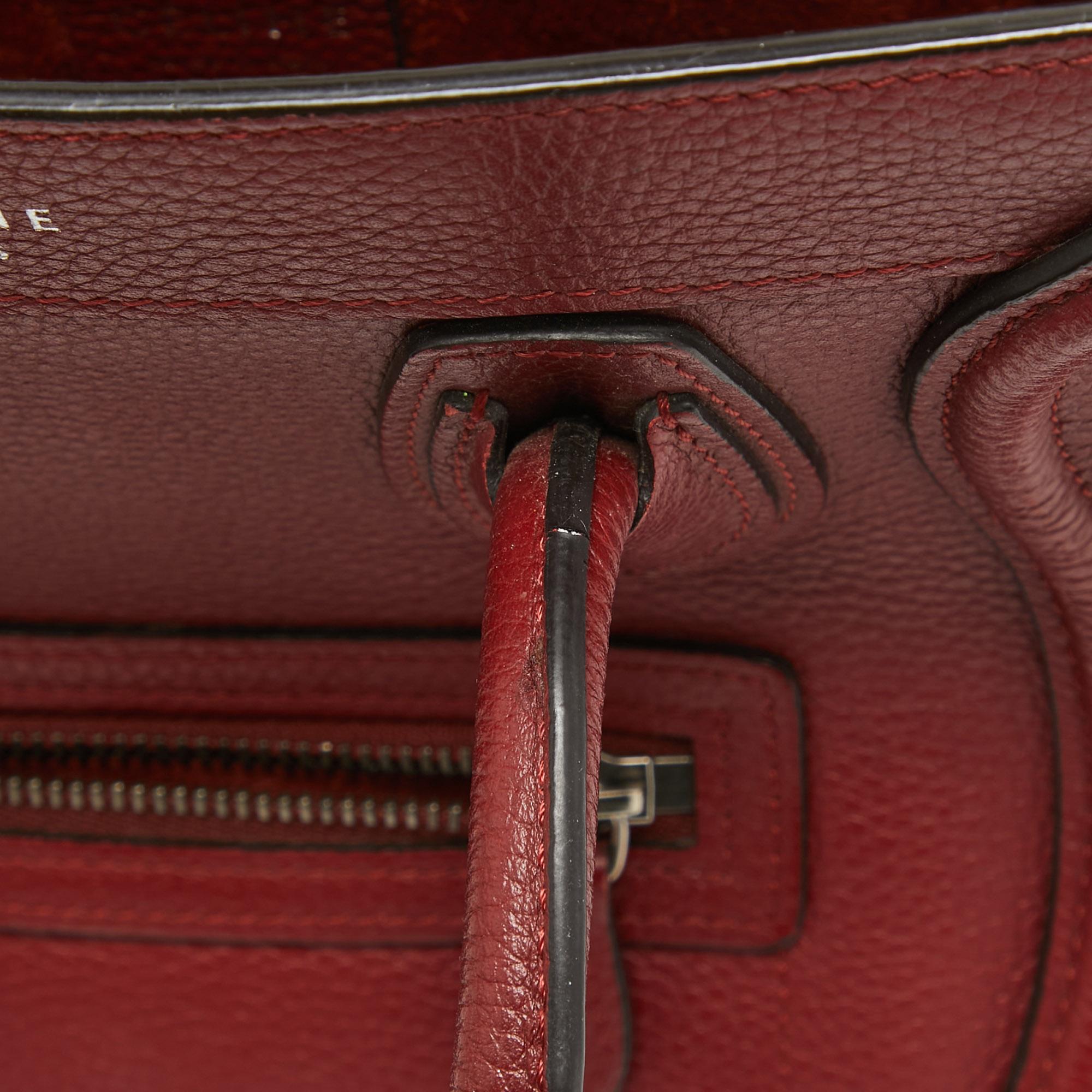 Céline Red Leather Nano Luggage Tote 15