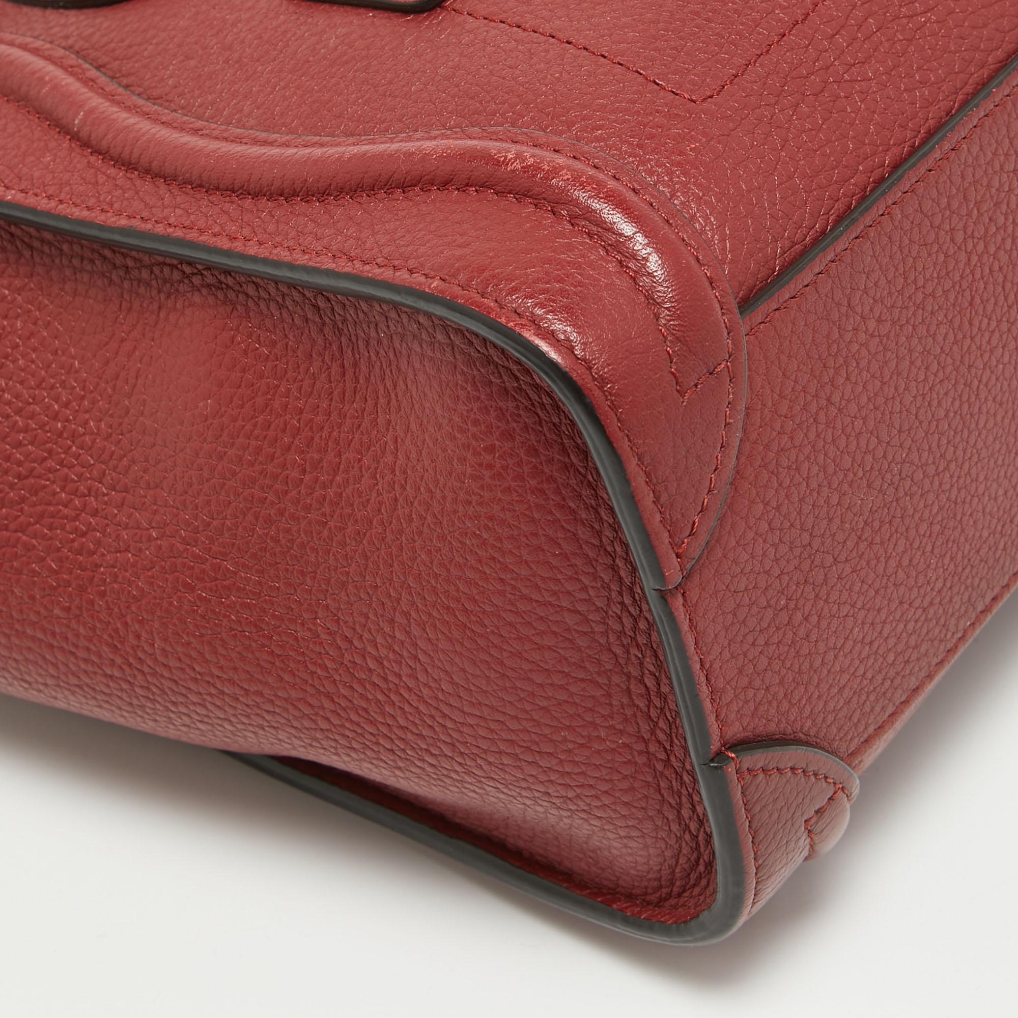 Céline Red Leather Nano Luggage Tote 16