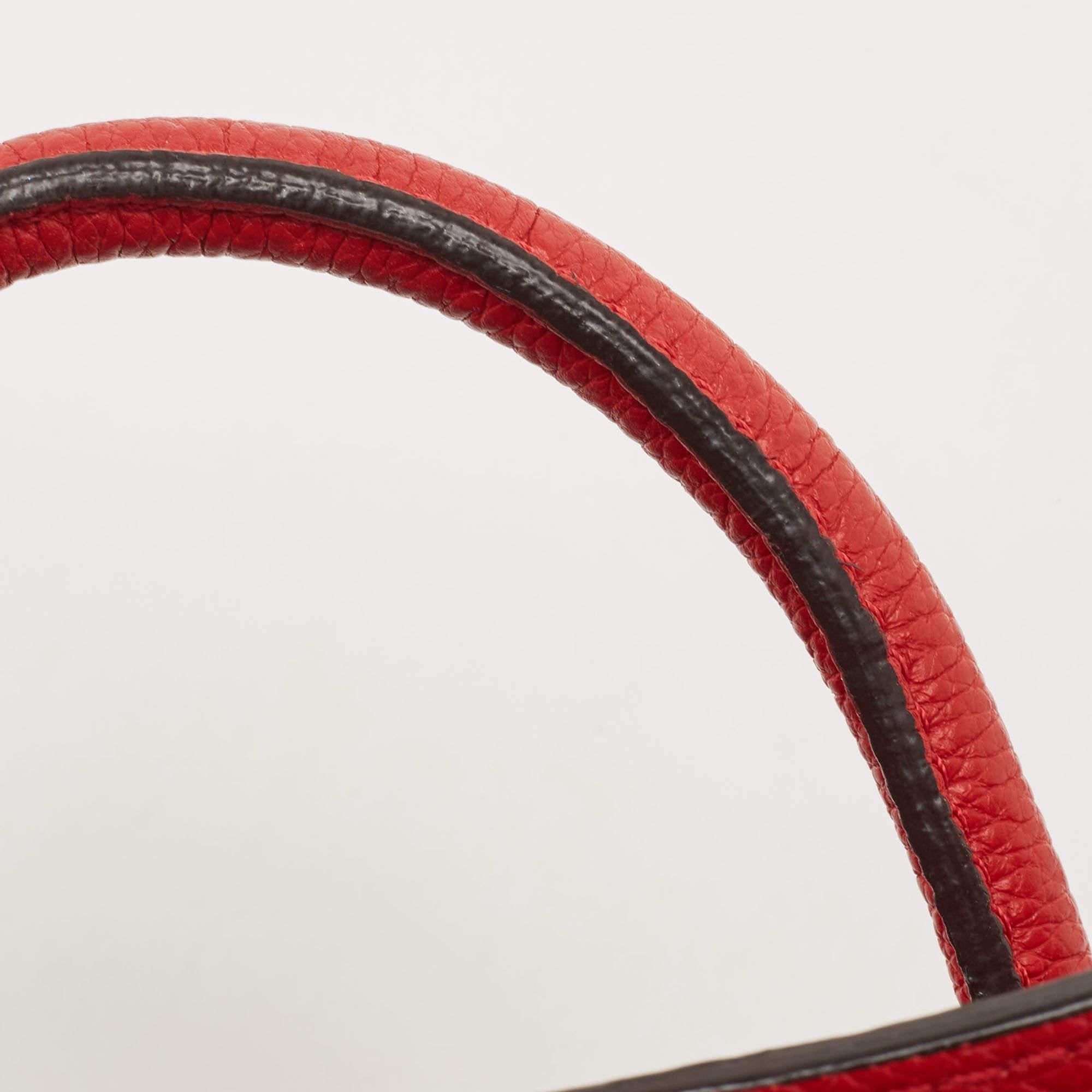 Celine Red Leather Nano Luggage Tote In Good Condition For Sale In Dubai, Al Qouz 2