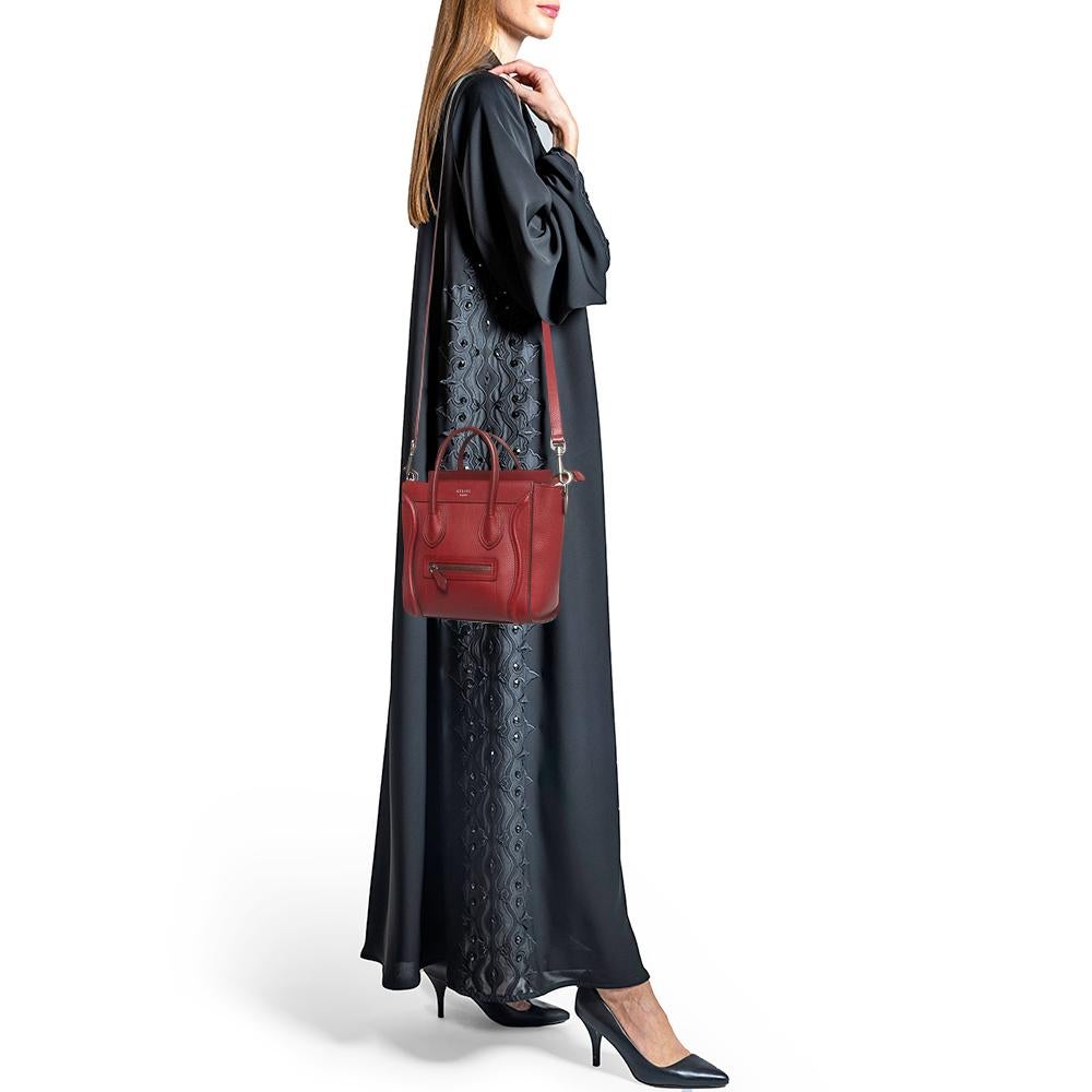 Women's Céline Red Leather Nano Luggage Tote