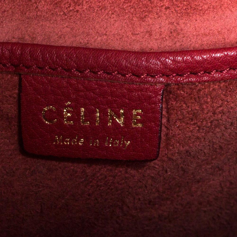 Women's Celine Red Leather Nano Luggage Tote