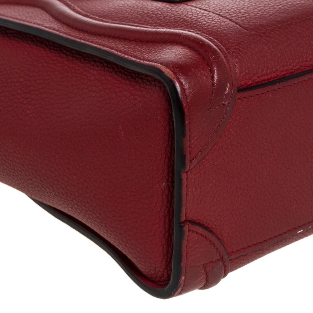 Celine Red Leather Nano Luggage Tote 1