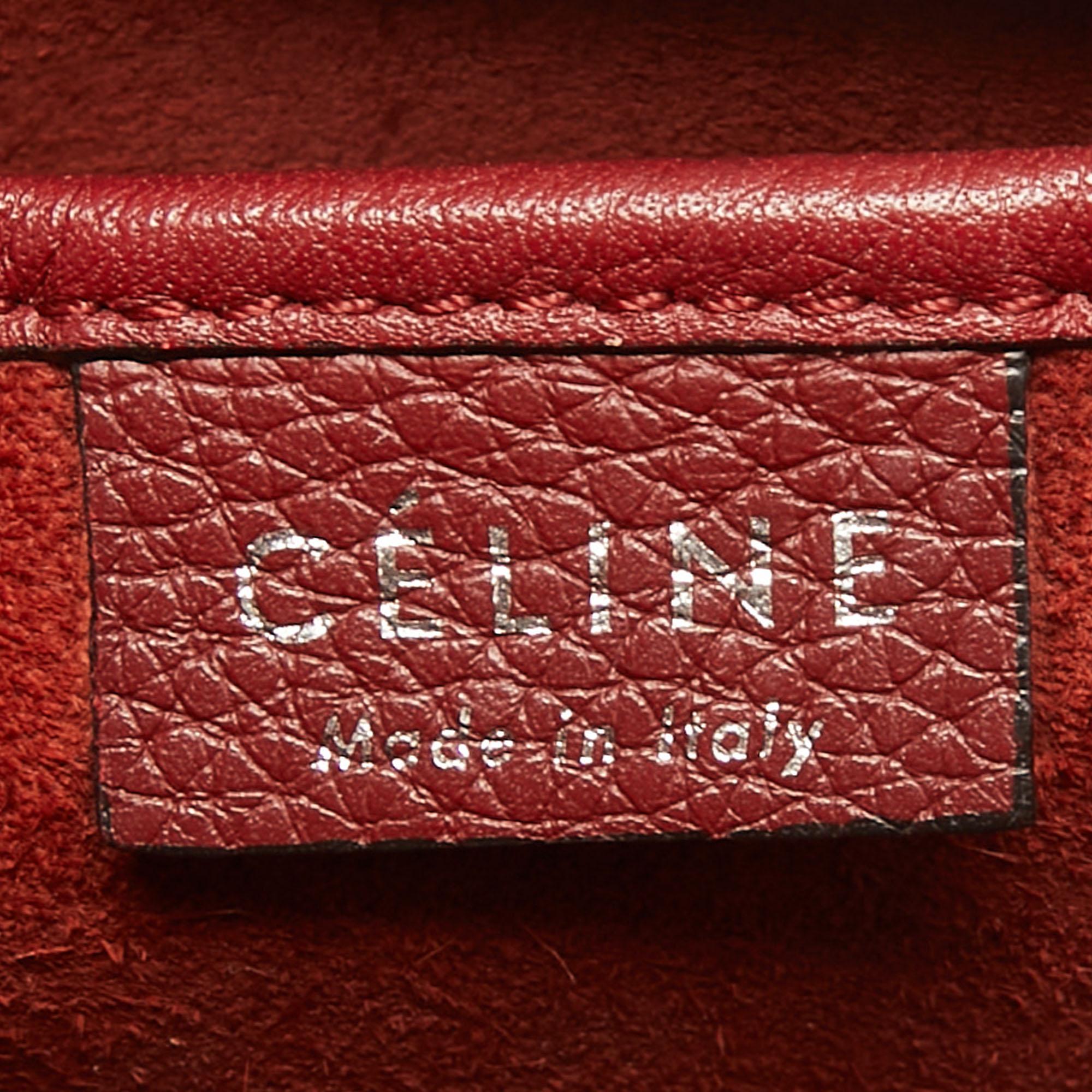 Céline Red Leather Nano Luggage Tote For Sale 4