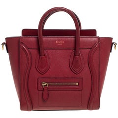 Celine Red Leather Nano Luggage Tote