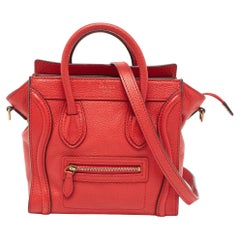 Fourre-tout Nano Luggage en cuir rouge de Celine