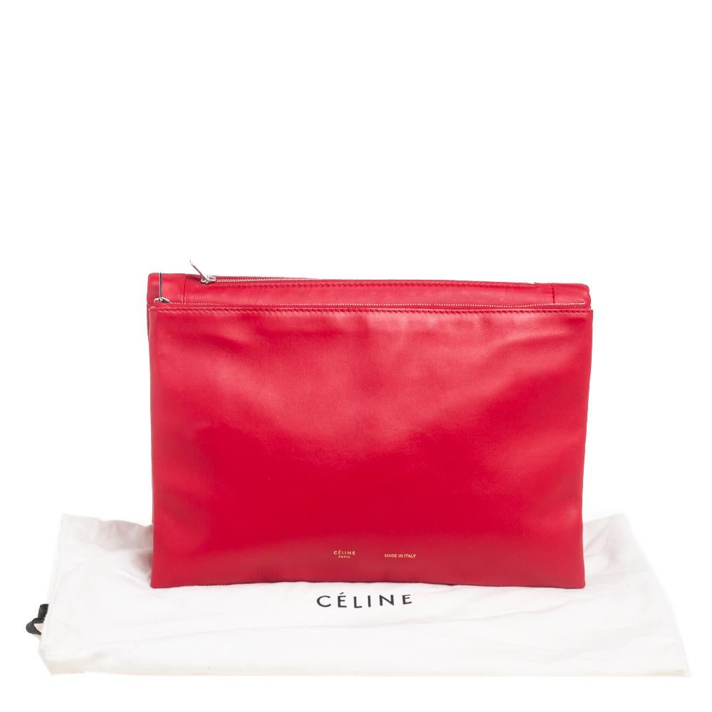 Celine Red Leather Roll Clutch 9