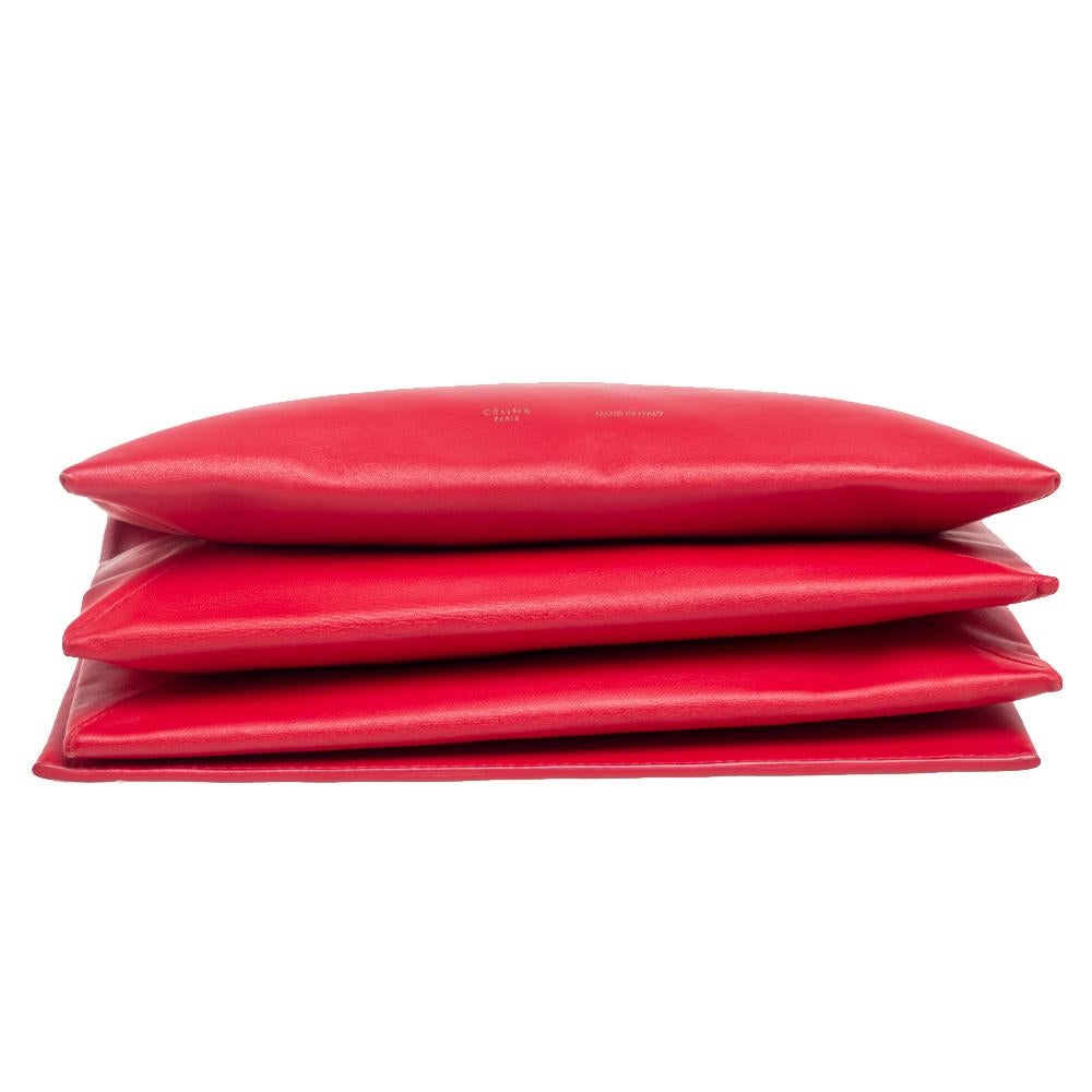 Women's Celine Red Leather Roll Clutch