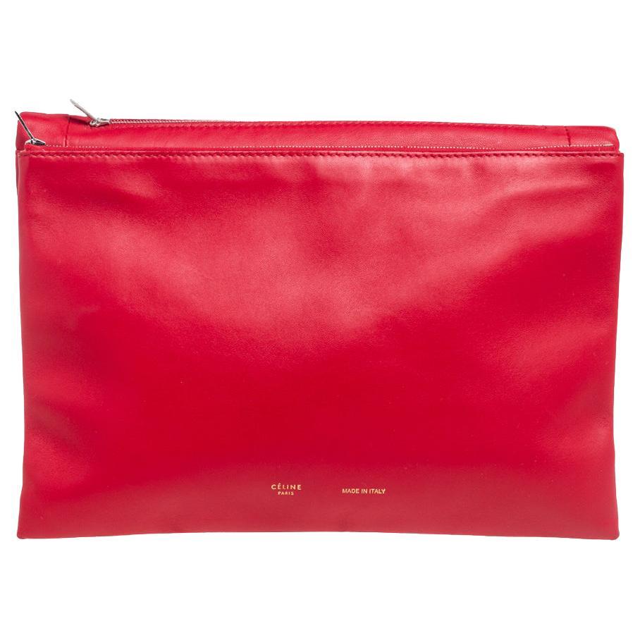 Celine Red Leather Roll Clutch at 1stDibs | celine receipt