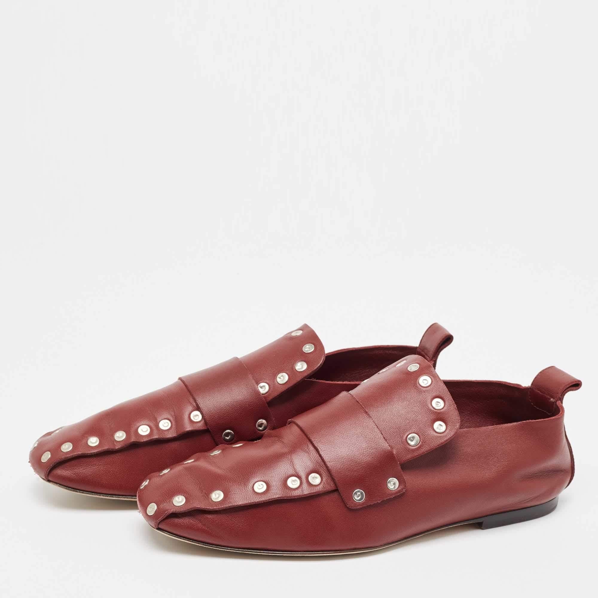 Women's Celine Red Leather Slip On Loafers Size 38