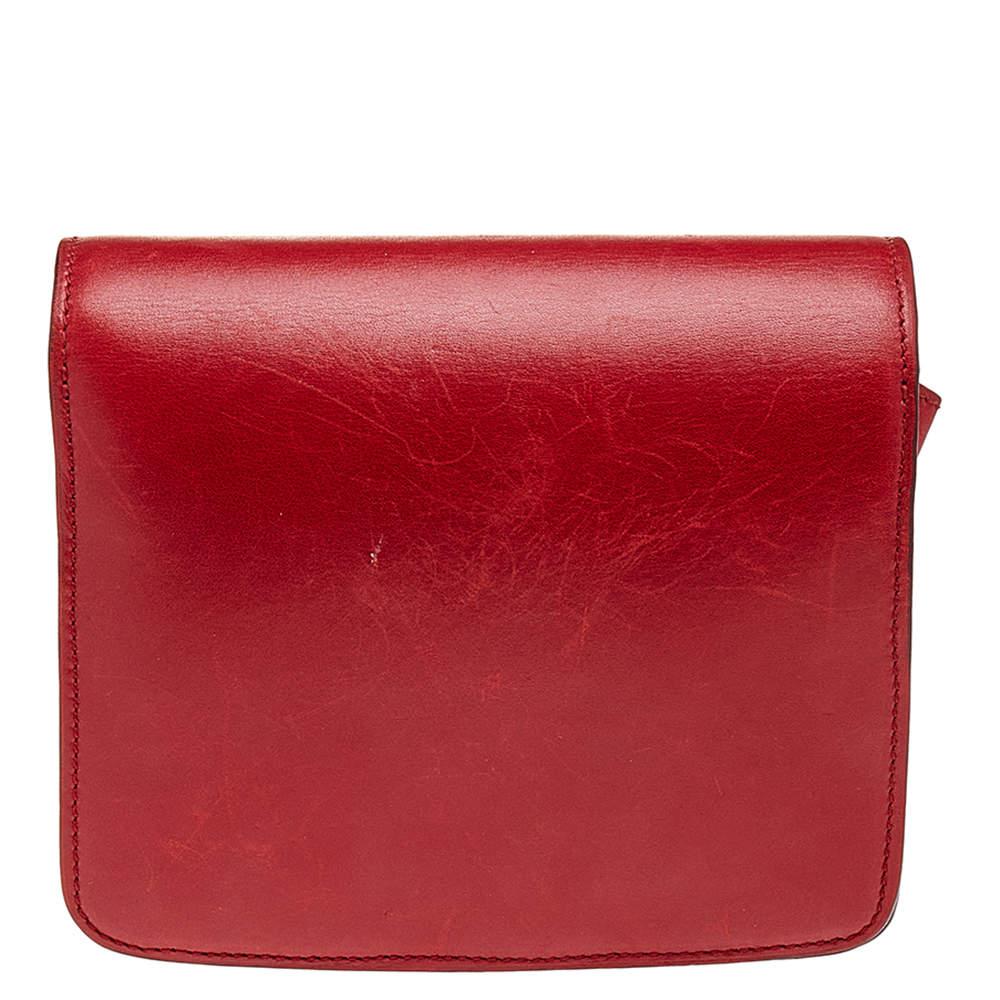 Women's Celine Red Leather Small Classic Box Flap Bag