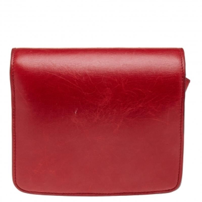 Celine Red Leather Small Classic Box Flap Bag 3