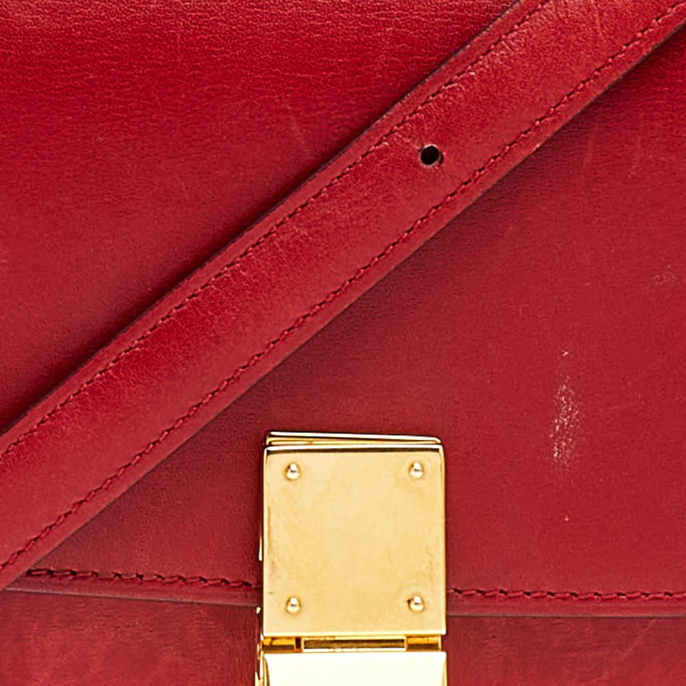 Celine Red Leather Small Classic Box Flap Bag For Sale 2