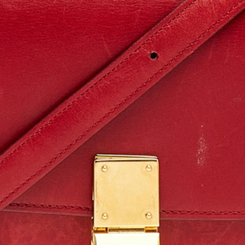 Celine Red Leather Small Classic Box Flap Bag 4