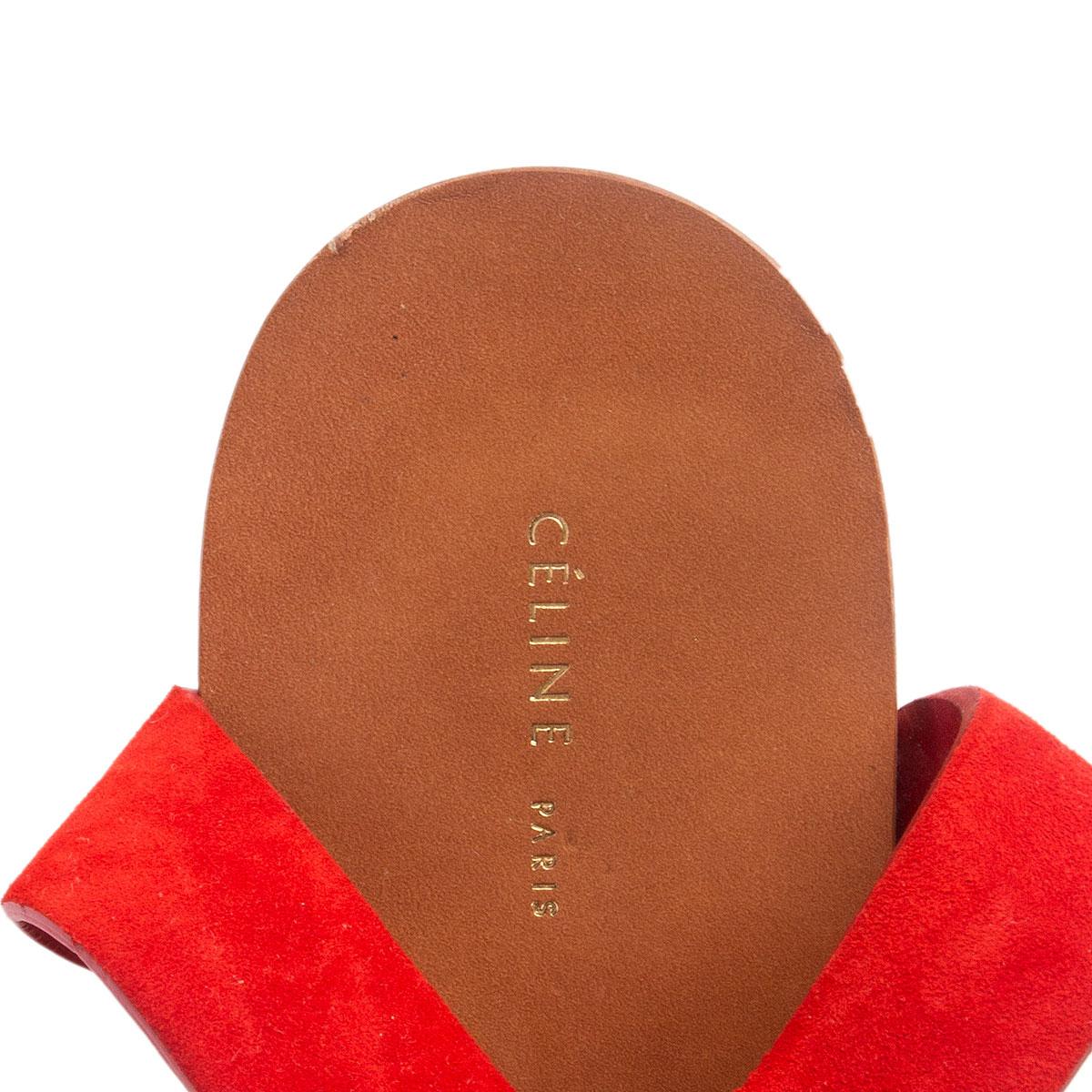 Red CELINE red leather STUDDED CLOG Sandals Shoes 39