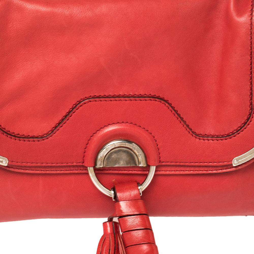 Celine Red Leather Tassel Falp Hobo 5