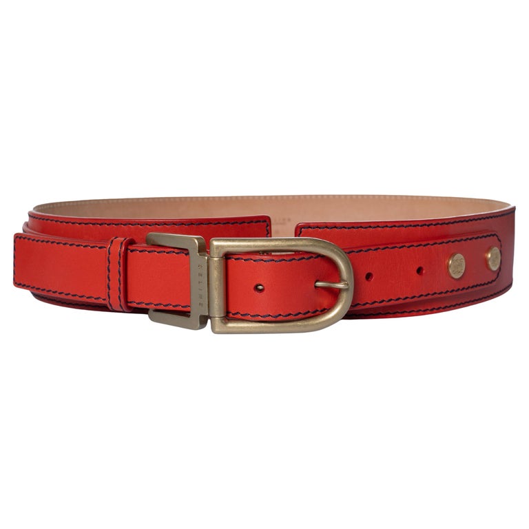 Celine, red leather waist belt For Sale at 1stDibs display picture 3