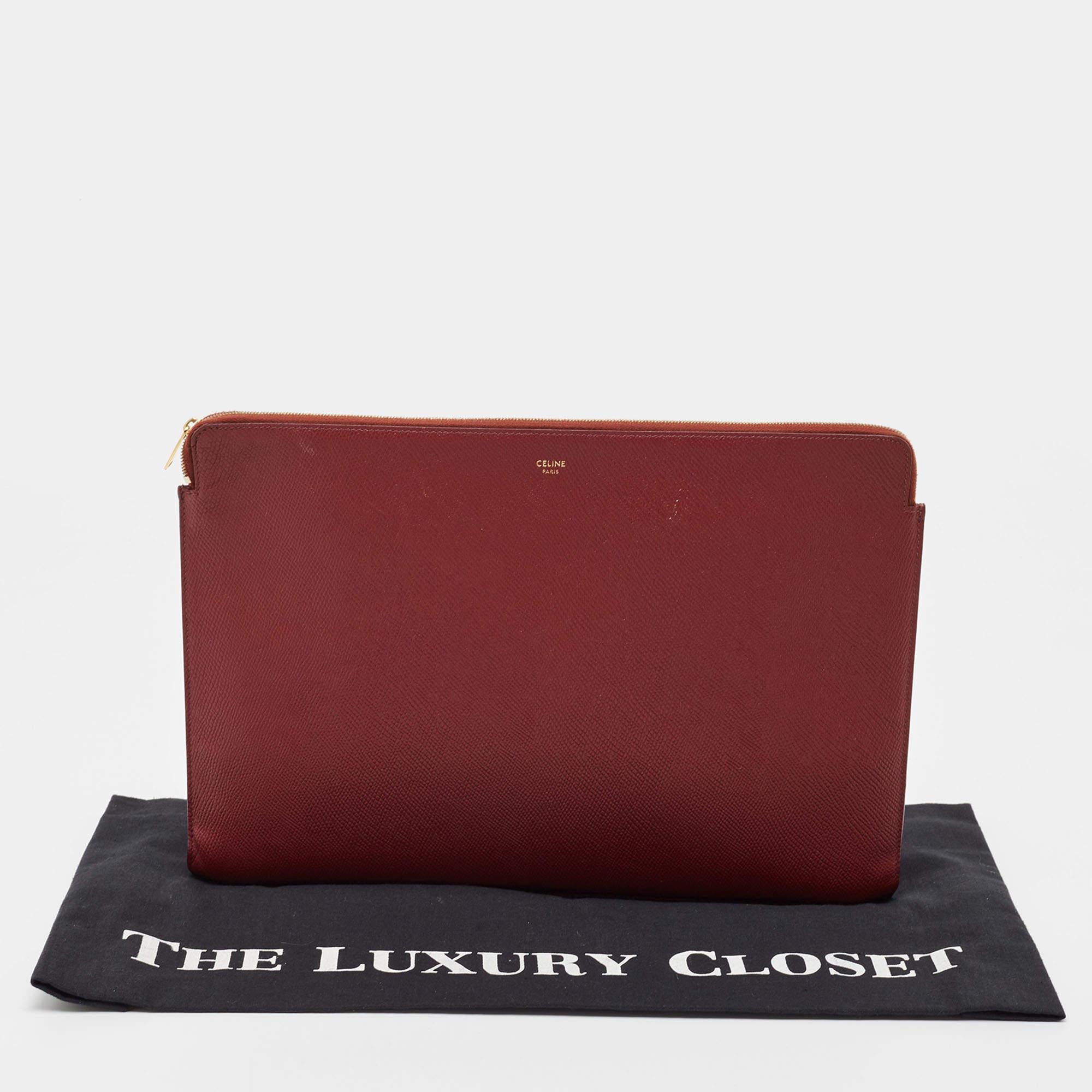 Celine Red Leather Zip Pouch 7