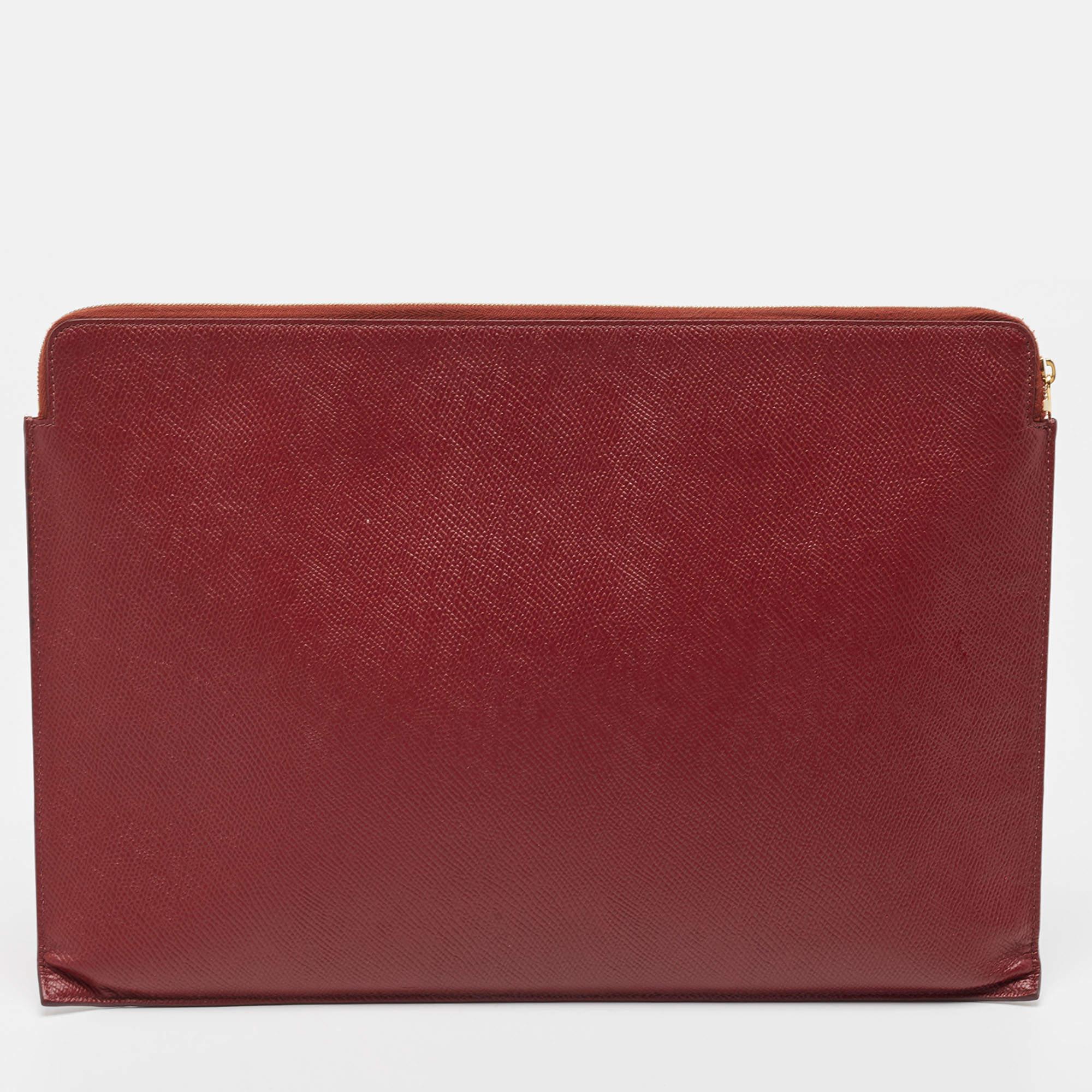 Celine Red Leather Zip Pouch 2