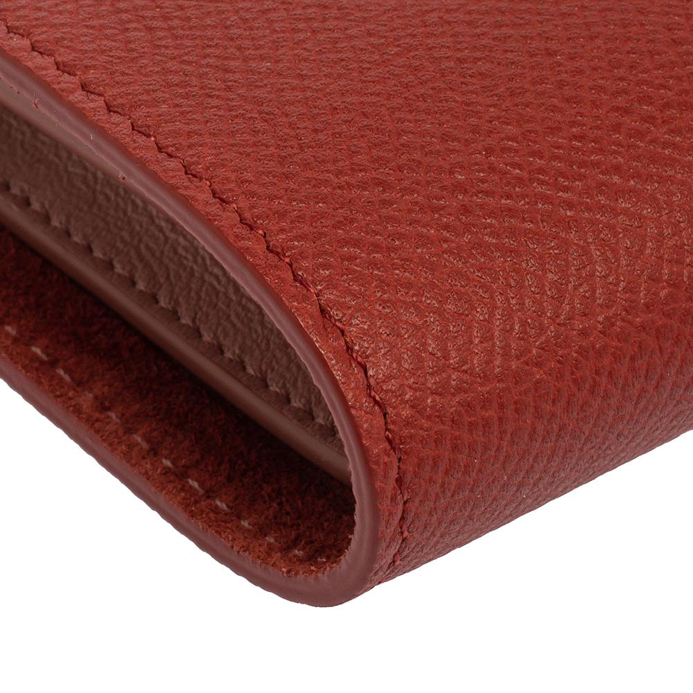 Women's Celine Red/Light Pink Grained Leather Multifunction Strap Wallet