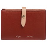 Celine Red/Light Pink Grained Leather Multifunction Strap Wallet at 1stDibs
