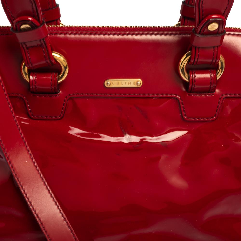 Celine Red Patent Leather Lirine Tote 7