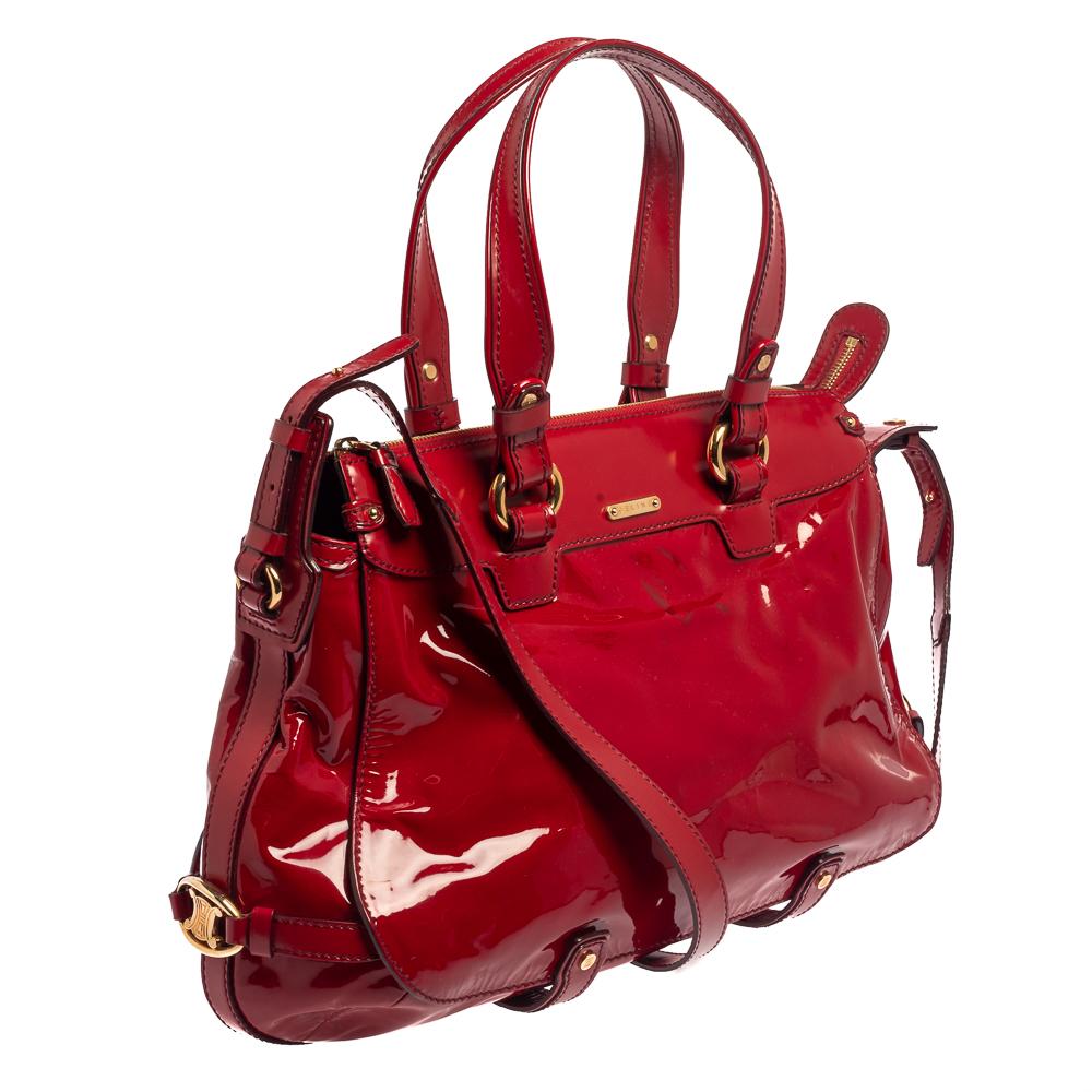 Women's Celine Red Patent Leather Lirine Tote