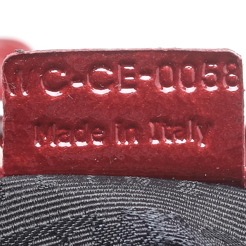 Celine - Sac en cuir verni rouge avec rabat et chaîne 6