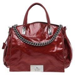 Celine Red Patent Leather Turnlock Flap Chain Bag