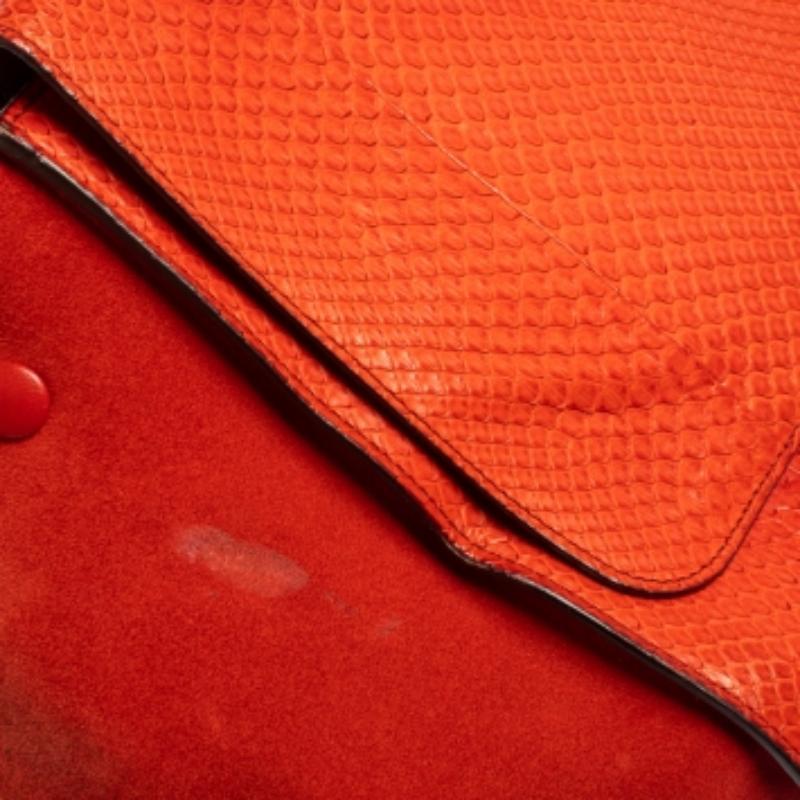 Céline Red Python and Suede Medium Trapeze Top Handle Bag For Sale 6