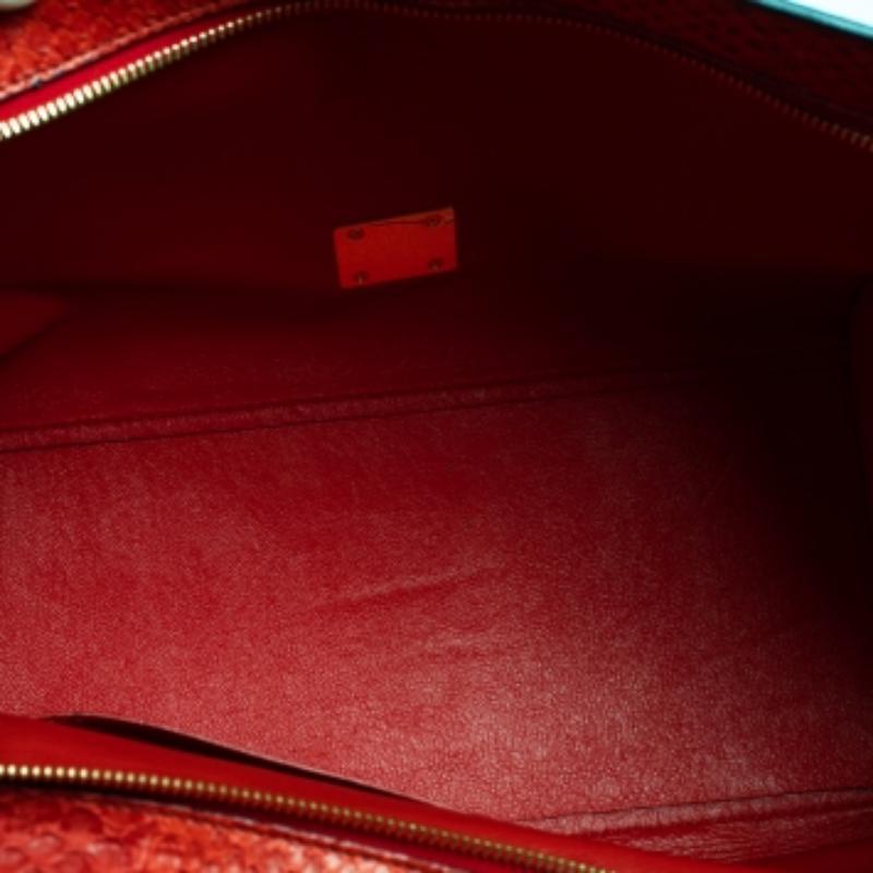 Céline Red Python and Suede Medium Trapeze Top Handle Bag In Fair Condition For Sale In Dubai, Al Qouz 2