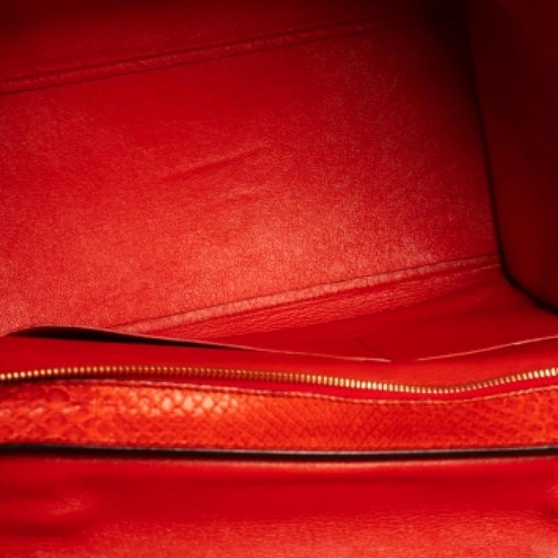 Céline Red Python and Suede Medium Trapeze Top Handle Bag For Sale 1
